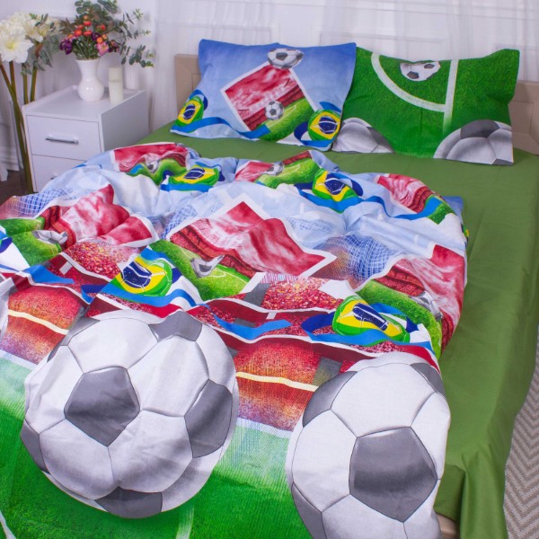 Фото - Комплект постельного белья MirSon Бязь 17-0587 Football 143х210 см (2200007037810)